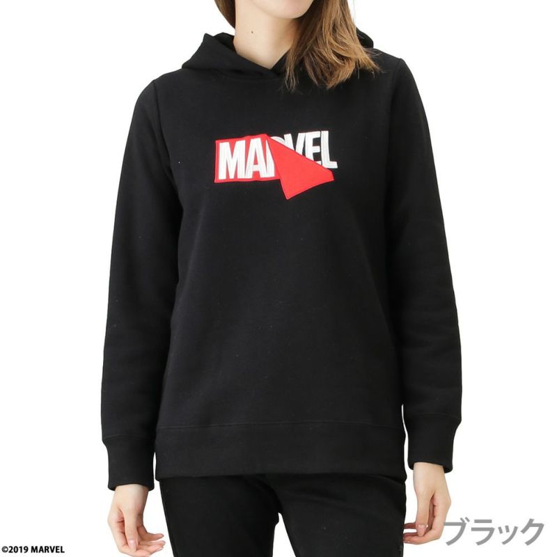 Marvel マーベル 裏起毛ボックス変形ロゴパーカー 94 68 レディース Marvel マーベル 裏起毛ボックス変形ロゴパーカー 94 68 レディース