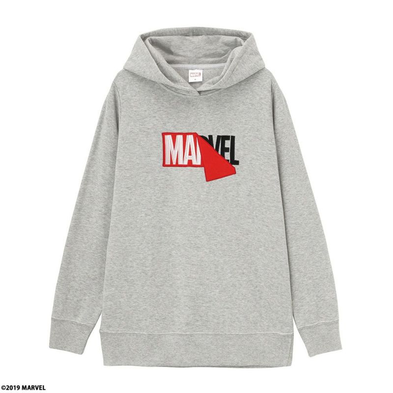 Marvel マーベル 裏起毛ボックス変形ロゴパーカー 94 68 レディース