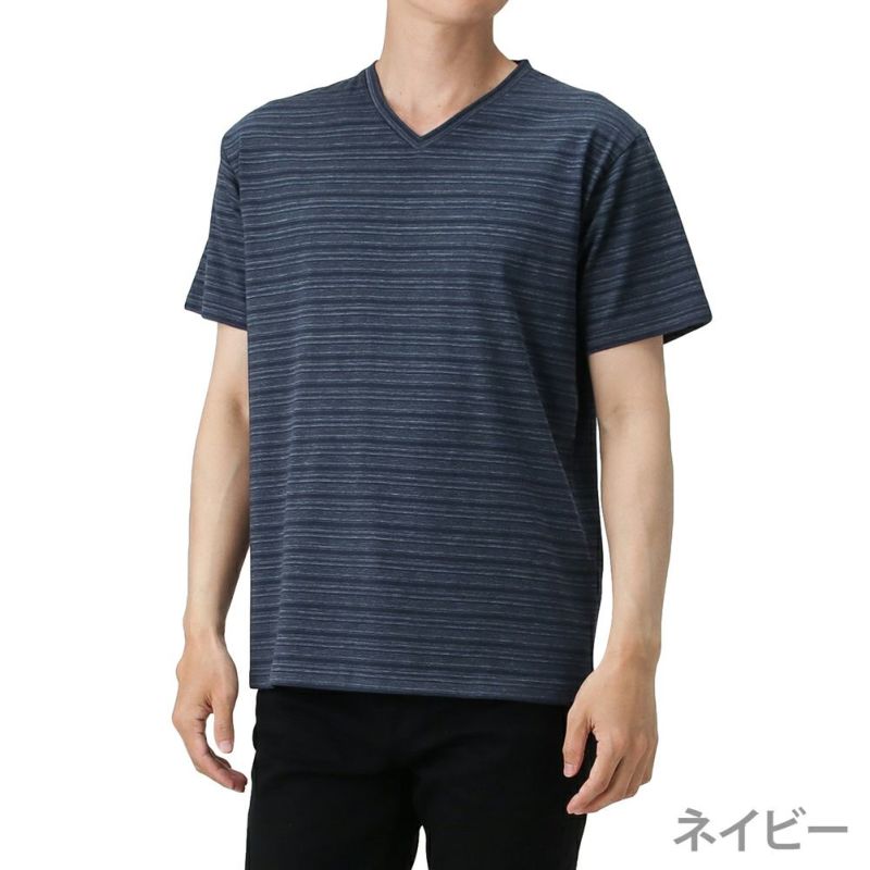 Navy ネイビー 引き揃えvネック半袖tシャツ Mh ss メンズ