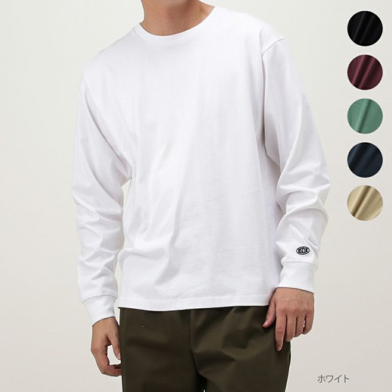 DISCUS USAコットン 天竺無地長袖Tシャツ メンズ Tシャツ カジュアル グレー 薄手 L シンプル 無地
