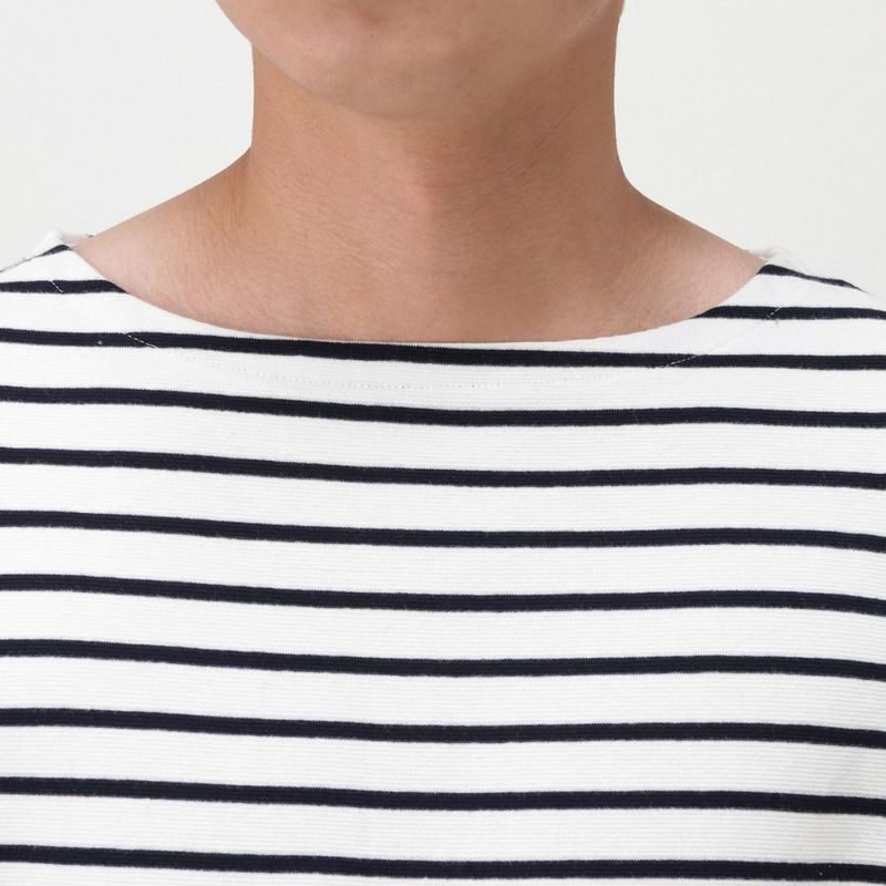 Navy オーガニックコットン ボートネックボーダー長袖tシャツ メンズ Navy オーガニックコットン ボートネックボーダー長袖tシャツ メンズ