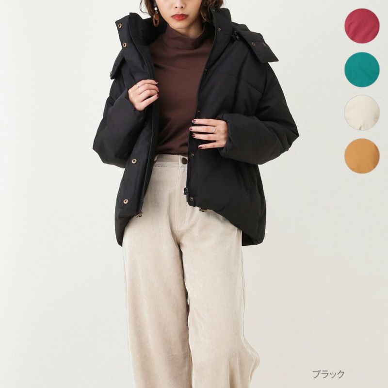 Navy 2wayカラーショートコート レディース