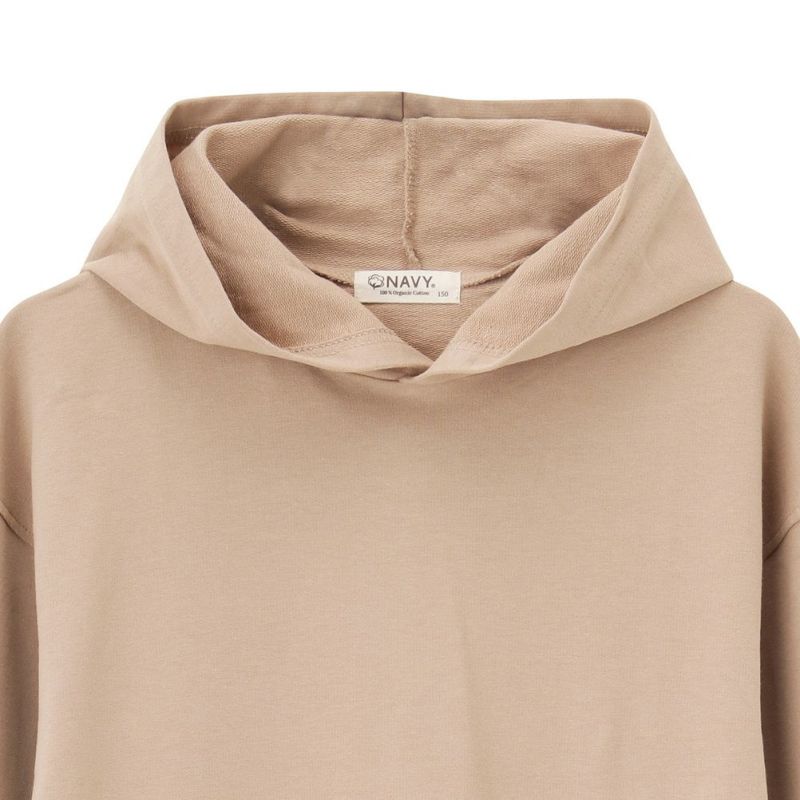 Navy オーガニックコットン ロングプルオーバーパーカーワンピ キッズ Navy オーガニックコットン ロングプルオーバーパーカーワンピ キッズ