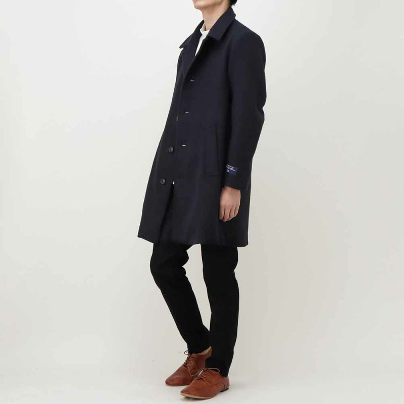 Navy ウールモッサステンカラーコート メンズ Navy ウールモッサステンカラーコート メンズ