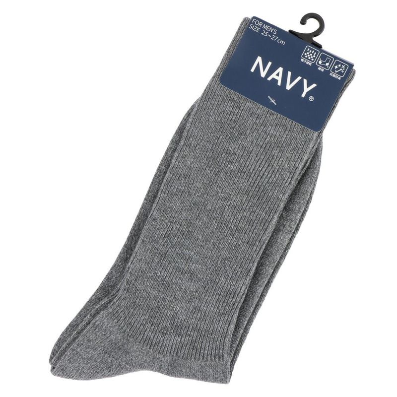 NAVY  クルーソックス 杢無地 メンズ商品画像-9