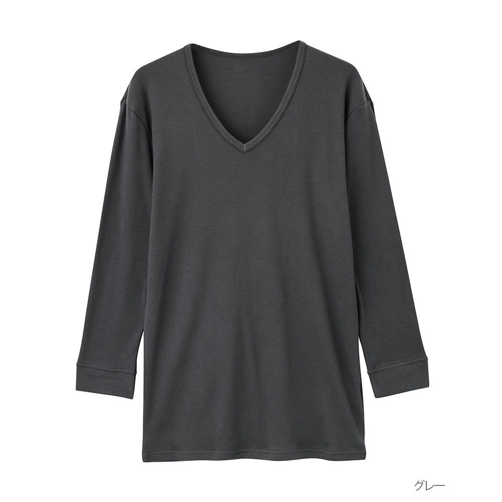 Navy コットン ウール 長袖vネック メンズ