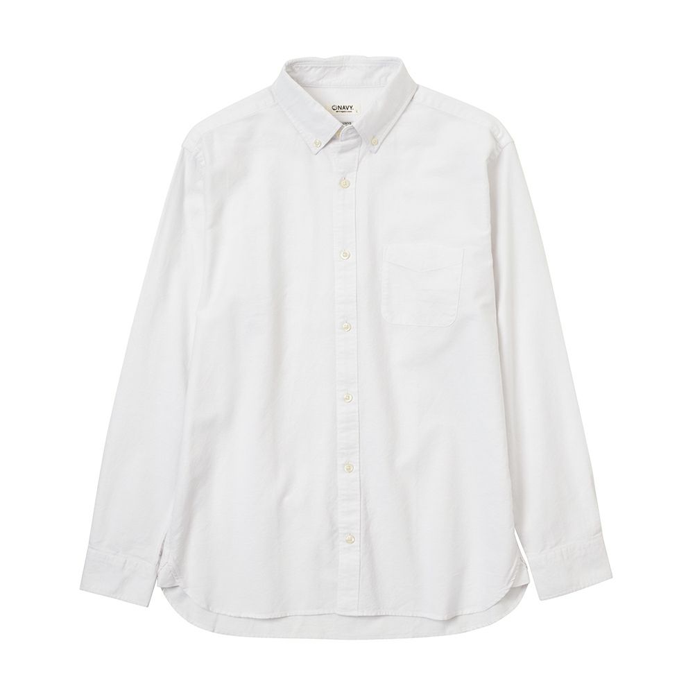 Navy オーガニックコットン オックス無地ボタンダウンシャツ メンズ