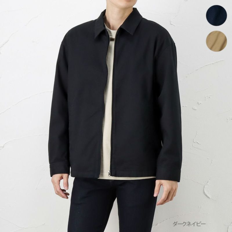 Navy オーガニックコットン ツイルジップジャケット メンズ Navy オーガニックコットン ツイルジップジャケット メンズ