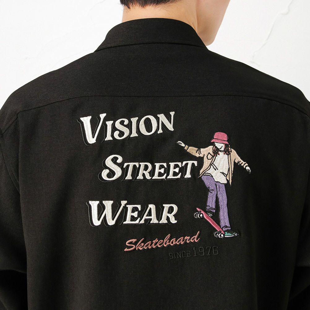 Vision Street Wear スケボーイラスト刺繍シャツ メンズ