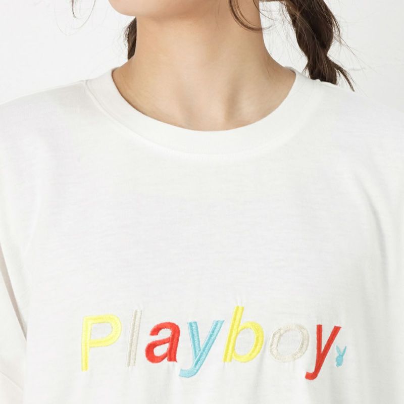 Playboy カラフル刺繍ロゴtシャツ レディース