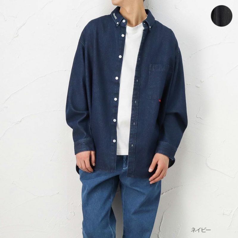 VISION STREET WEAR デニムサテンワッペンシャツ メンズ