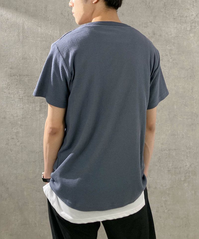 NAVY 倍速 ワッフル半袖Tシャツ メンズ