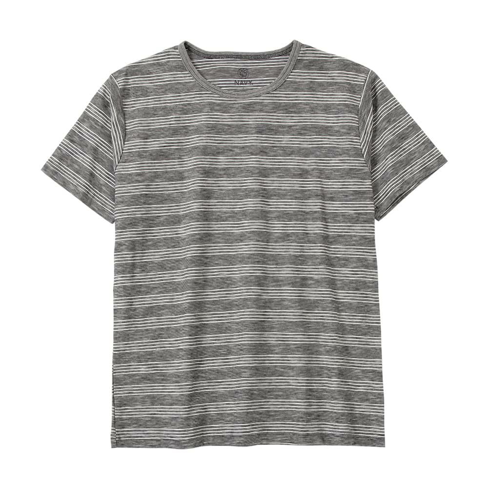 Navy オーガニックコットン ボートネックレイヤードtシャツ メンズ