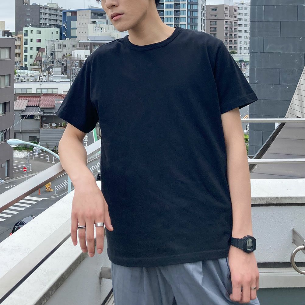 Navy コットン天竺半袖tシャツ メンズ