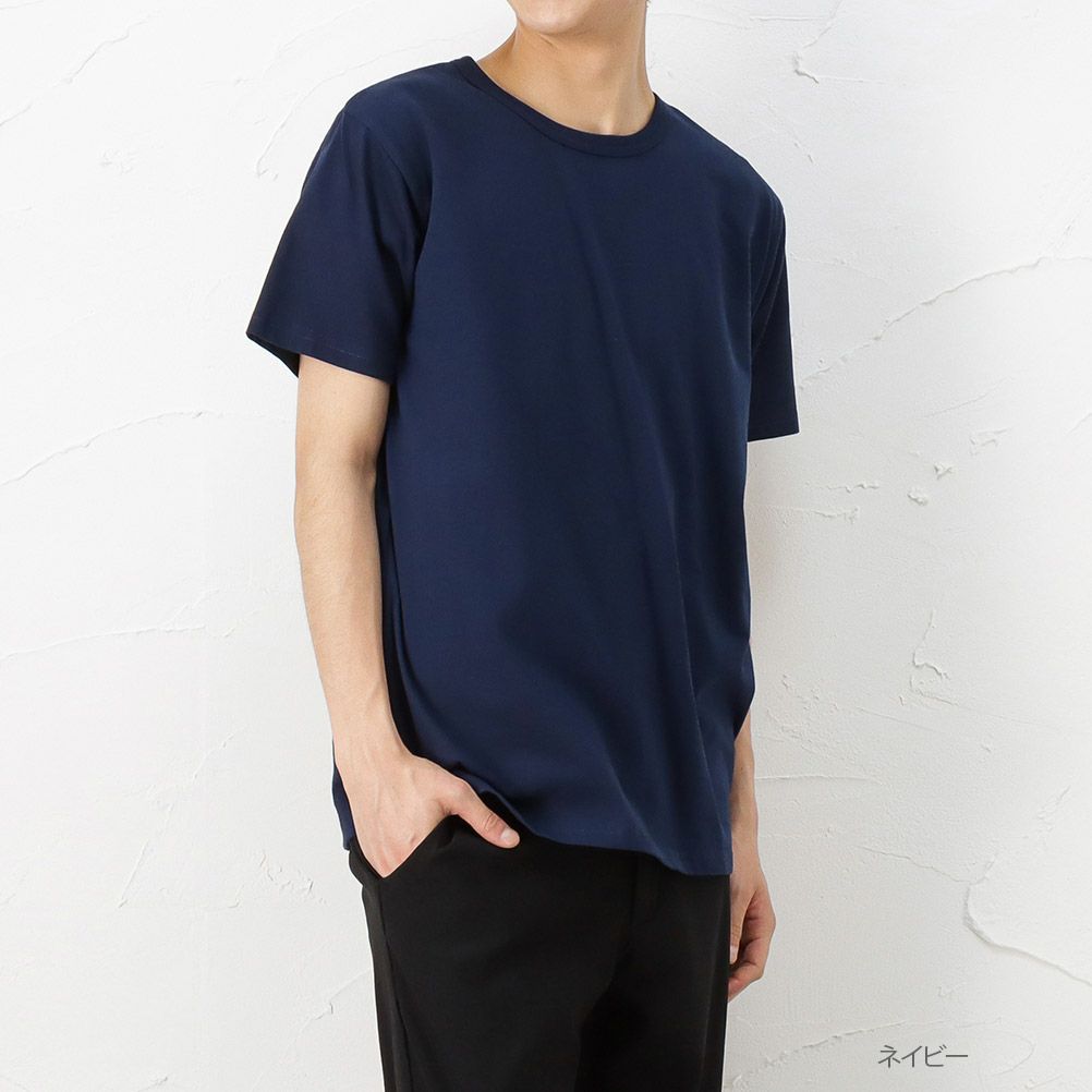 Navy コットン天竺半袖tシャツ メンズ