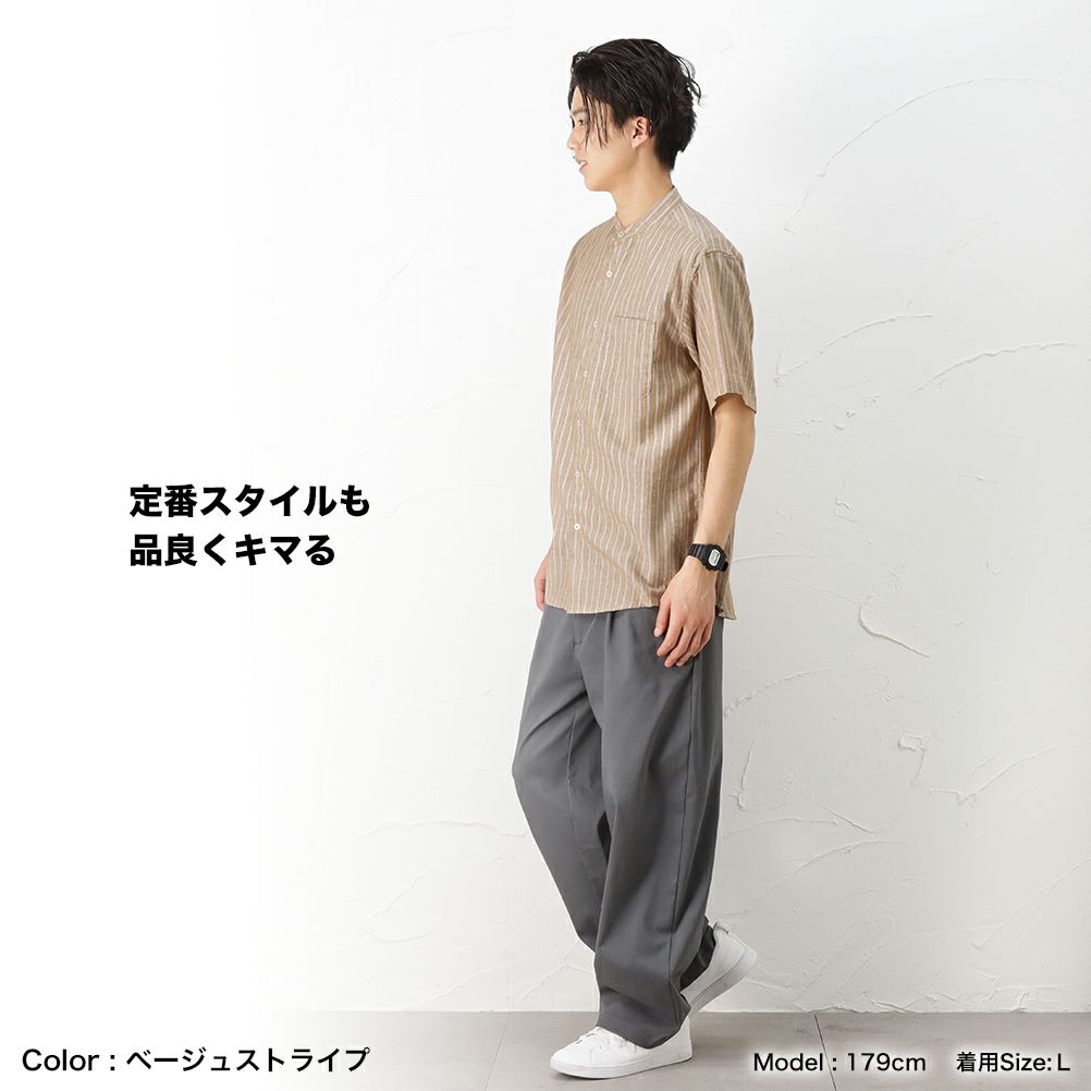 Navy ハイブリッドリネン 半袖シャツ メンズ Navy ハイブリッドリネン 半袖シャツ メンズ