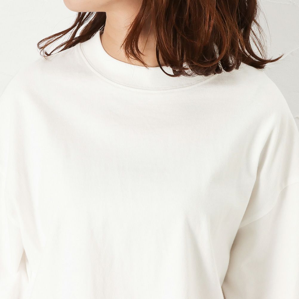 Navy オーガニックコットン 7分丈ワイドスリーブtシャツ レディース Navy オーガニックコットン 7分丈ワイドスリーブtシャツ レディース