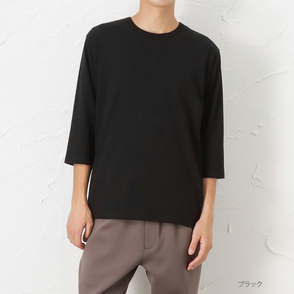 Navy 天竺七分袖クルーネックtシャツ メンズ