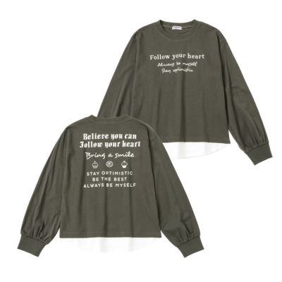 T-GRAPHICS 天竺裾切替ロングスリーブTシャツ キッズ ネコポス 対応商品