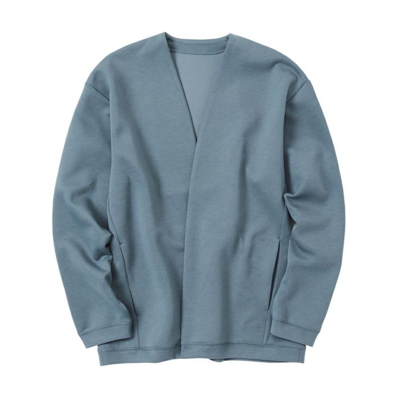 URBAN COLLECTION ポンチ素材 ボタンレスカーディガン メンズ マルゼン パープルロングコート オシャレボタン 比翼仕立て ボタンレスデザイン