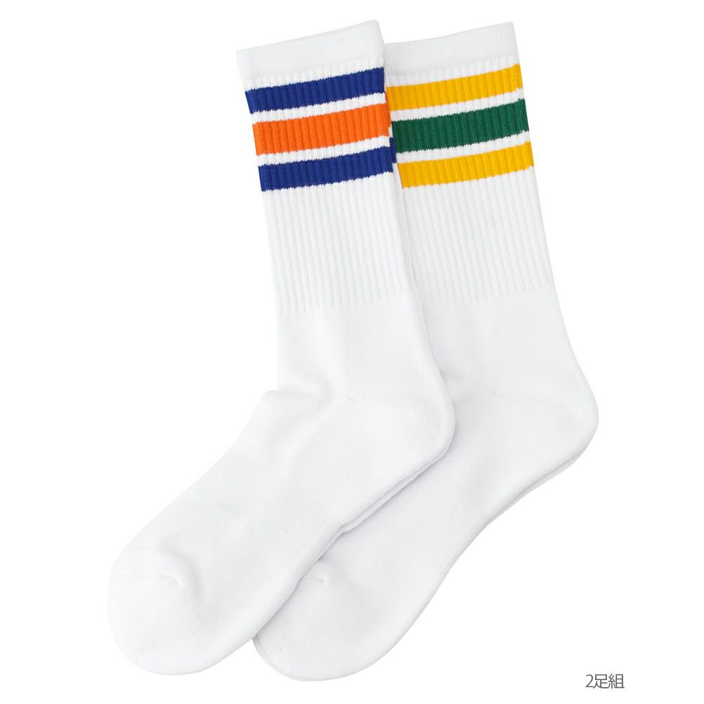 Healthknit クルーソックス 配色ライン 2足組 メンズ