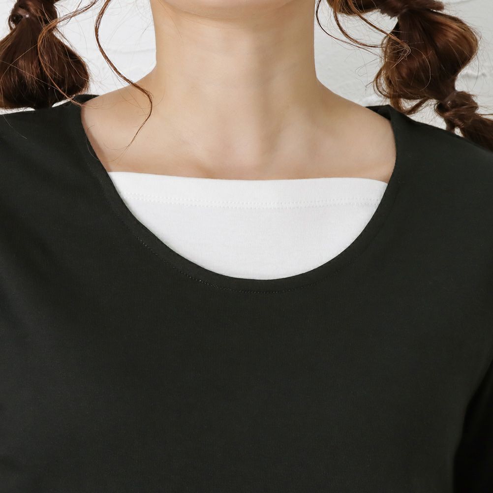 Navy フェイクレイヤードロングスリーブtシャツ レディース