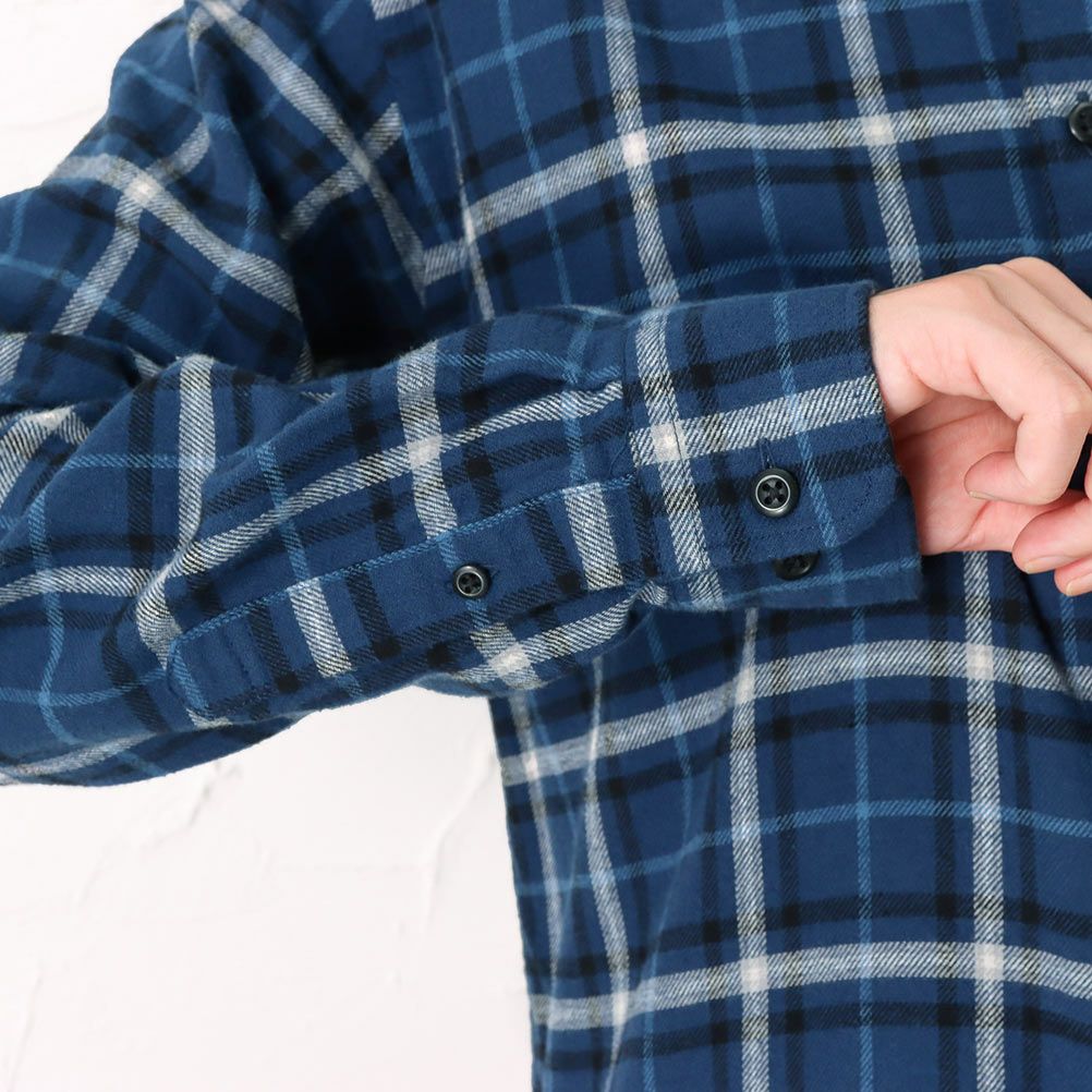 Navy リサイクルコットンネルチェックシャツ メンズ Navy リサイクルコットンネルチェックシャツ メンズ