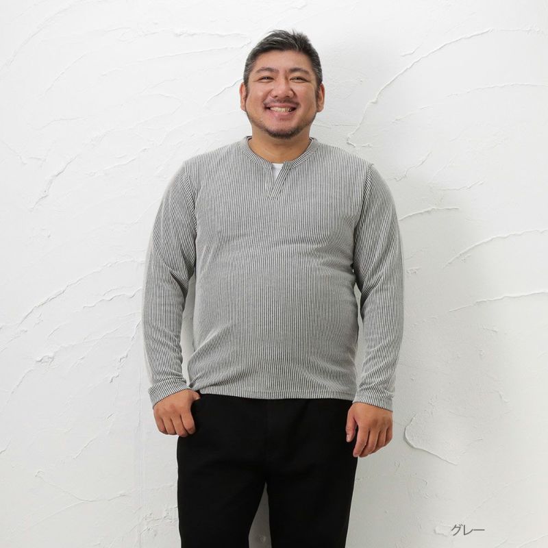 [大きいサイズ] MOSSIMO  ストライプレイヤードTシャツ キングサイズ メンズ商品画像-2