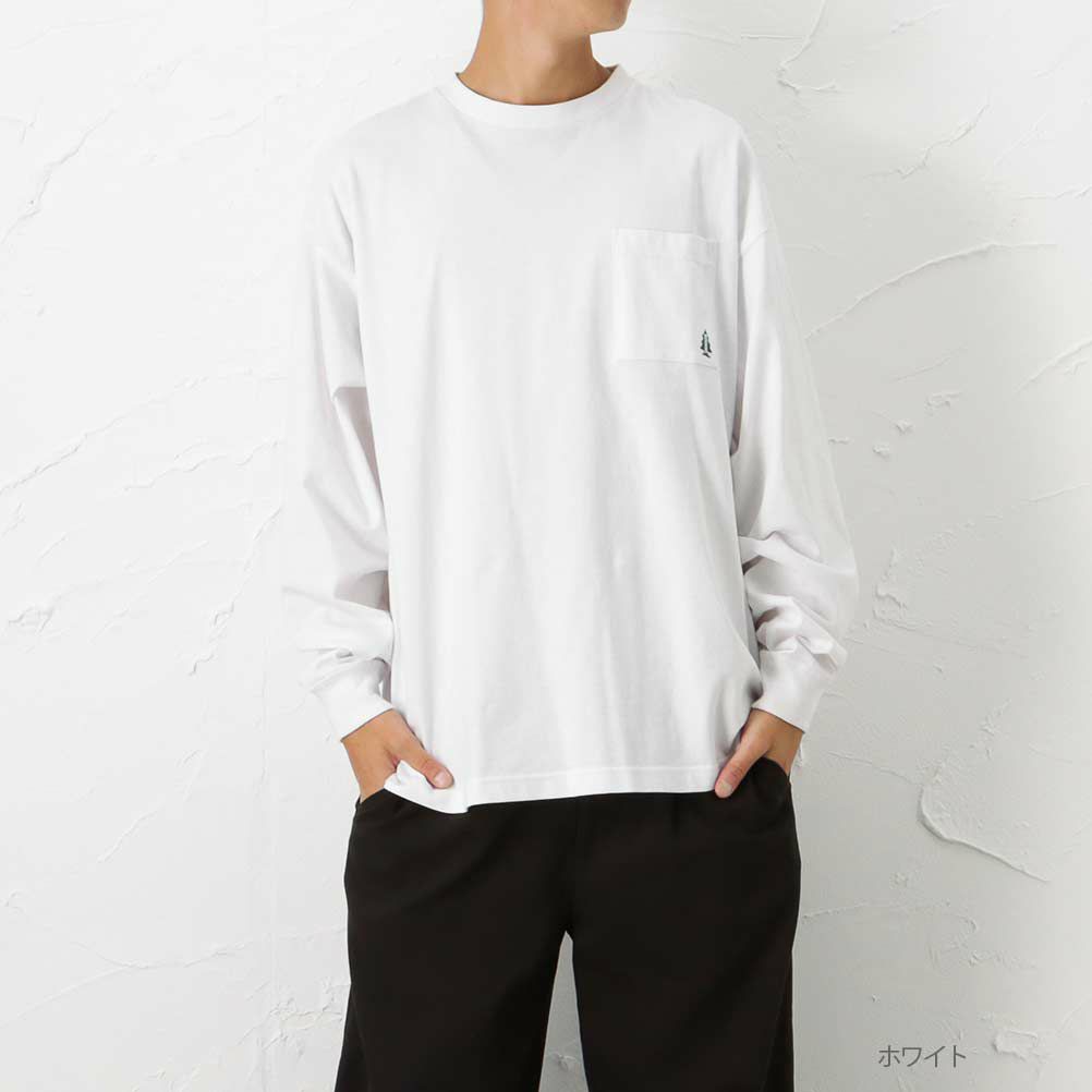 WOODS ワンポイント刺繍ロングスリーブポケットTシャツ メンズ ネコポス 対応商品