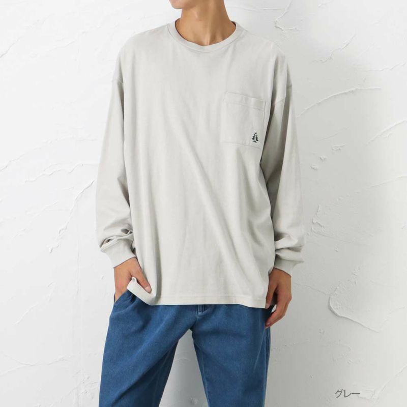 【オンラインストア限定】WOODS ワンポイント刺繍ロングスリーブポケットTシャツ メンズ メール便 対応商品商品画像-3