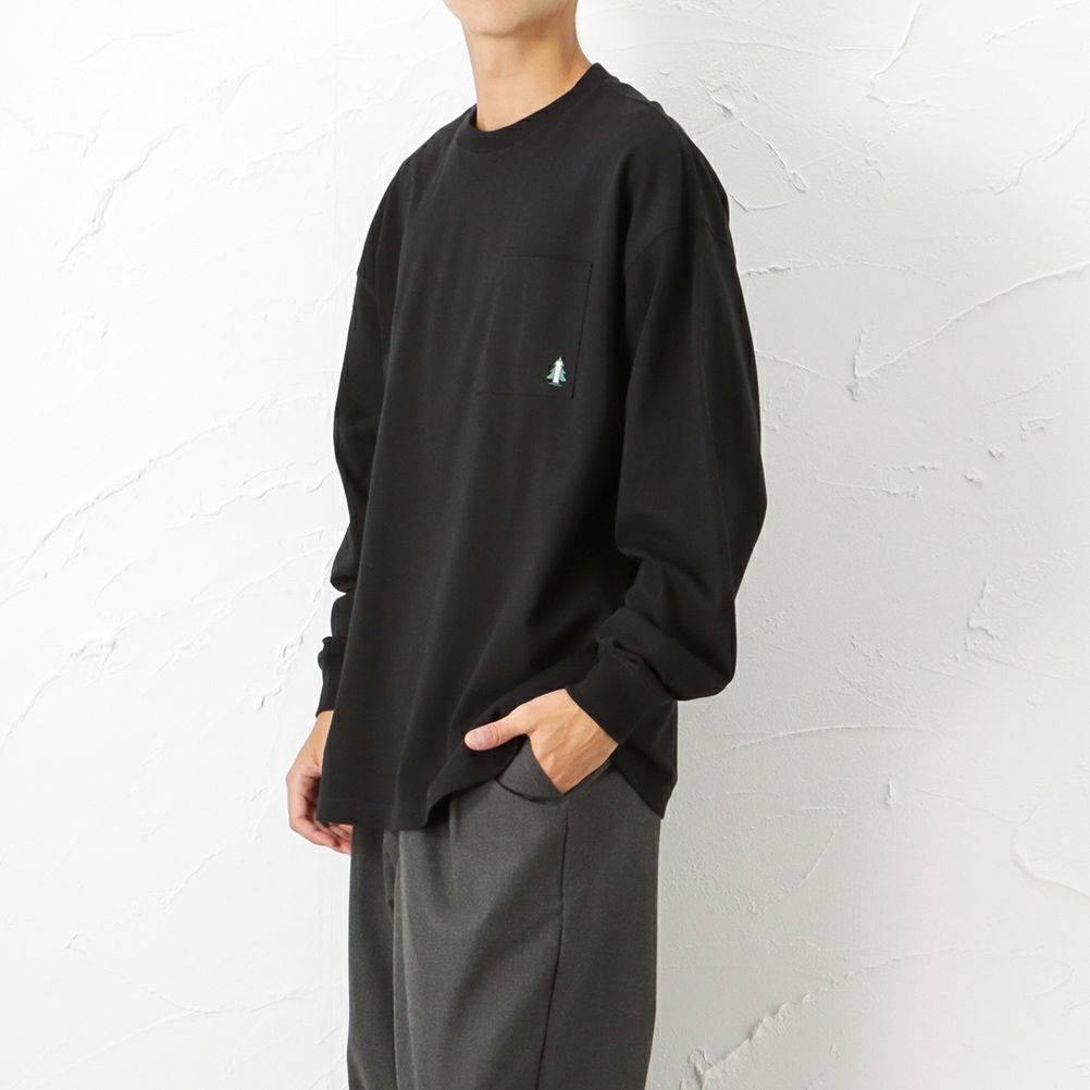 WOODS ワンポイント刺繍ロングスリーブポケットTシャツ メンズ ネコポス 対応商品