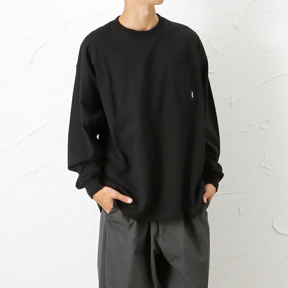 WOODS ワンポイント刺繍ロングスリーブポケットTシャツ メンズ ネコポス 対応商品