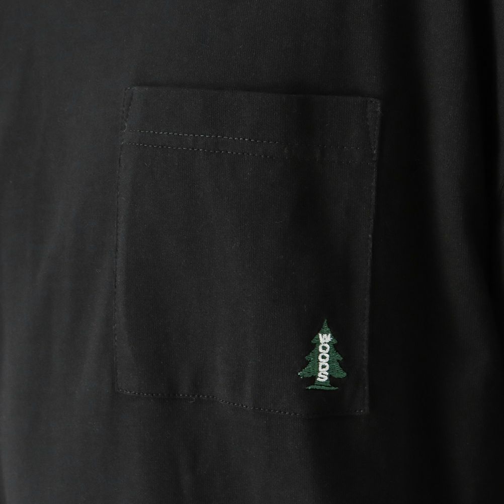WOODS ワンポイント刺繍ロングスリーブポケットTシャツ メンズ ネコポス 対応商品