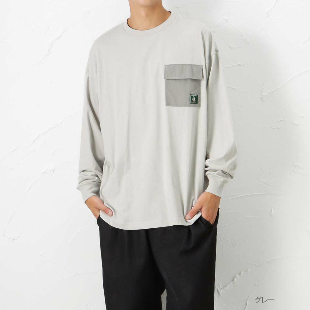 WOODS 異素材ポケットロングスリーブTシャツ メンズ メール便 対応商品商品サムネイル-3