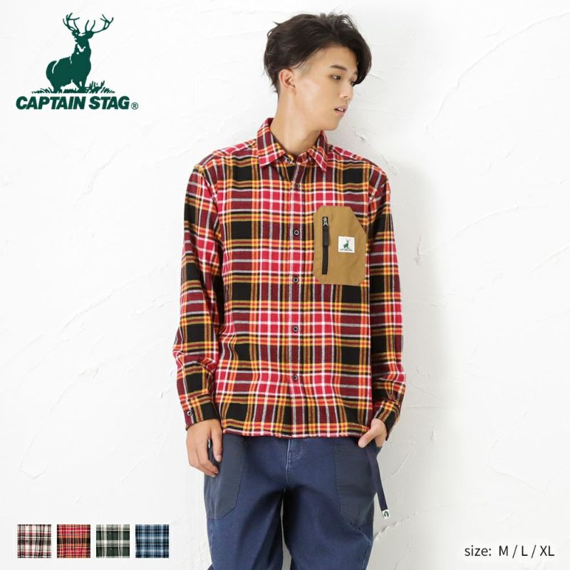 CAPTAIN STAG リサイクルコットンネルシャツ メンズ