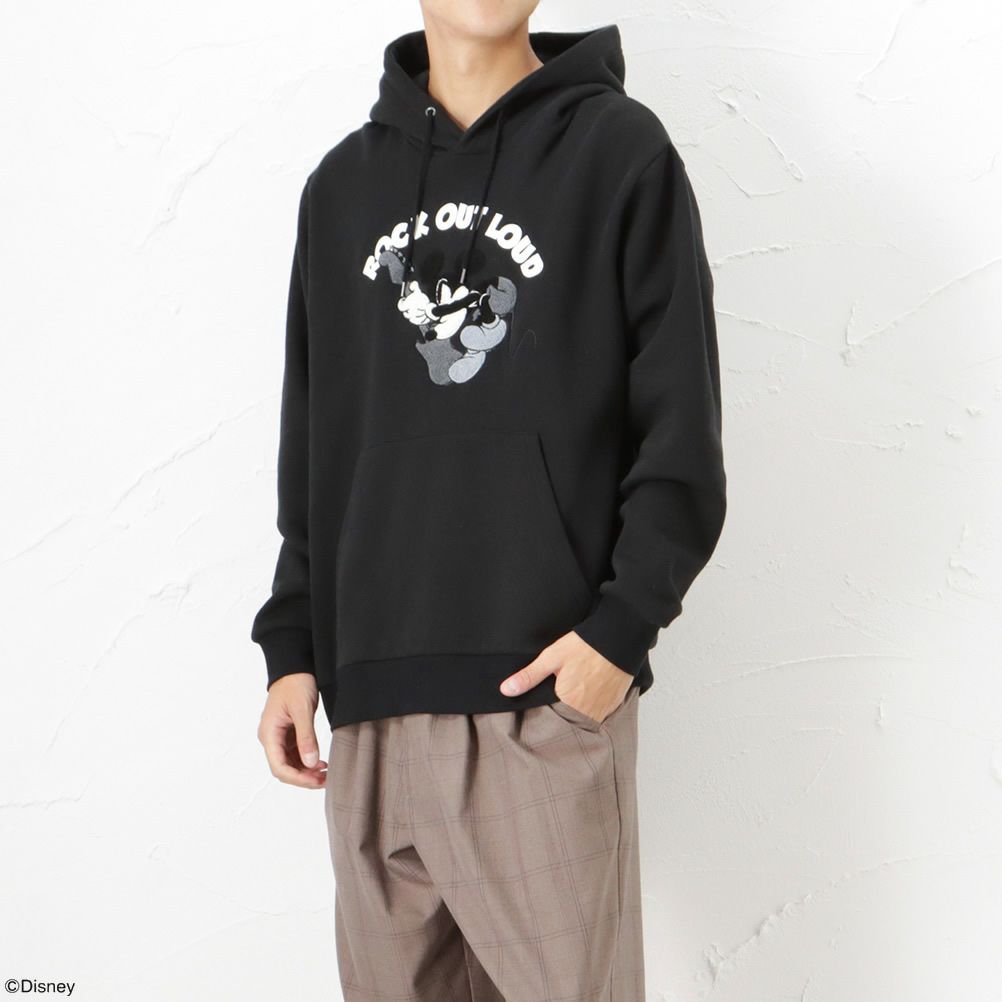 Disney ミッキー ギターサガラ刺繍パーカー メンズ