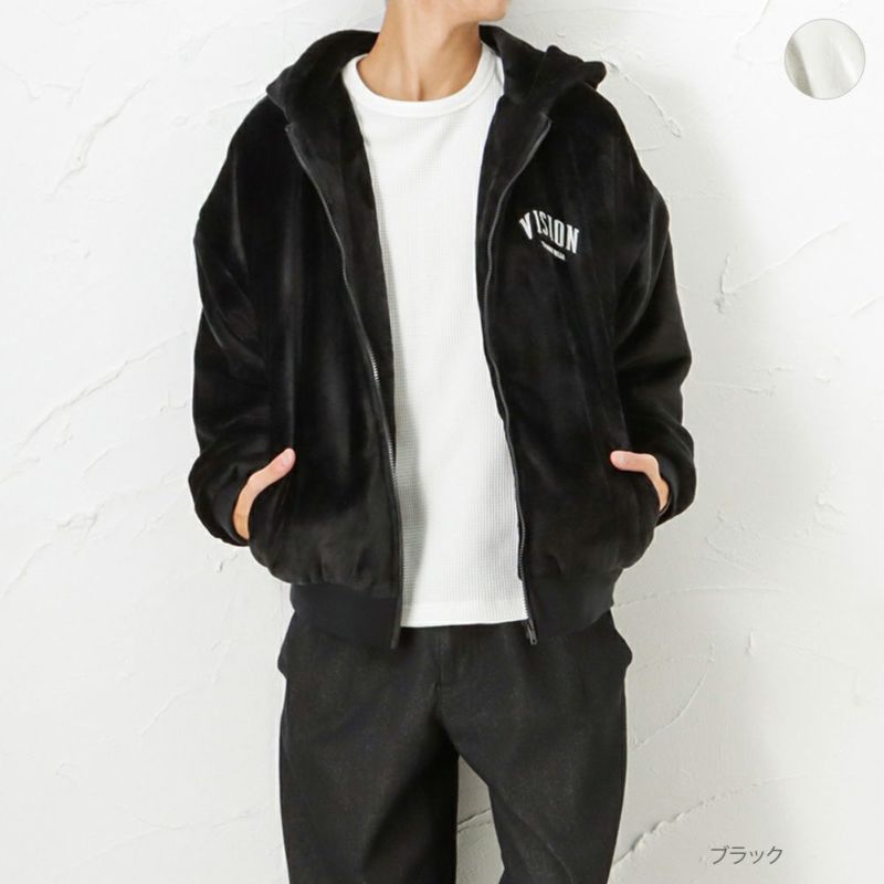 VISION STREET WEAR ファーフードブルゾン メンズ