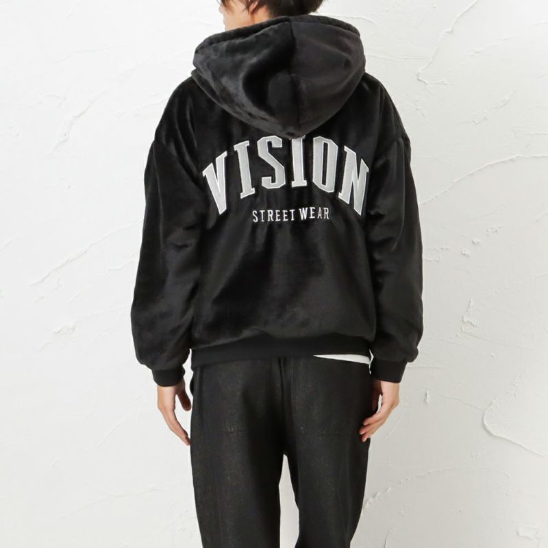 VISION STREET WEAR ファーフードブルゾン メンズ