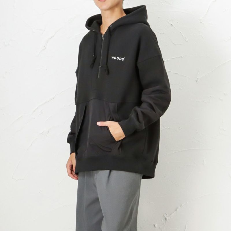 【オンラインストア限定】WOODS 異素材切替ハーフジップパーカー メンズ商品画像-4