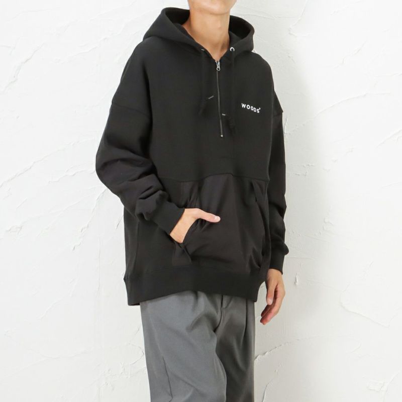 【オンラインストア限定】WOODS 異素材切替ハーフジップパーカー メンズ商品画像-5
