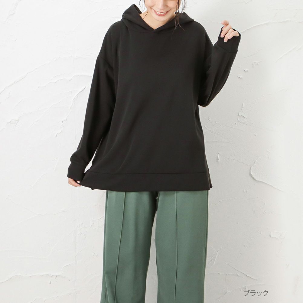 Navy 裏シャギーパーカー レディース
