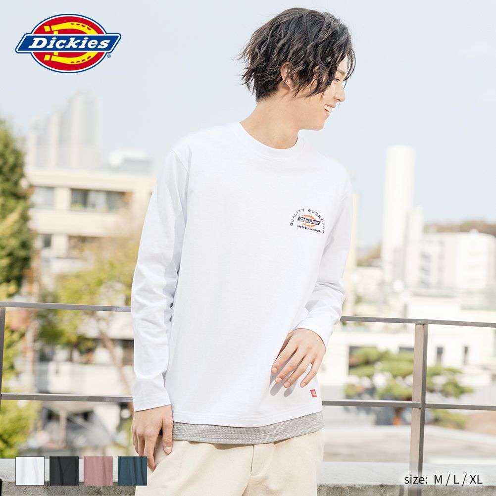 Dickies ワンポイントレイヤードロングスリーブtシャツ メンズ Dickies ワンポイントレイヤードロングスリーブtシャツ メンズ