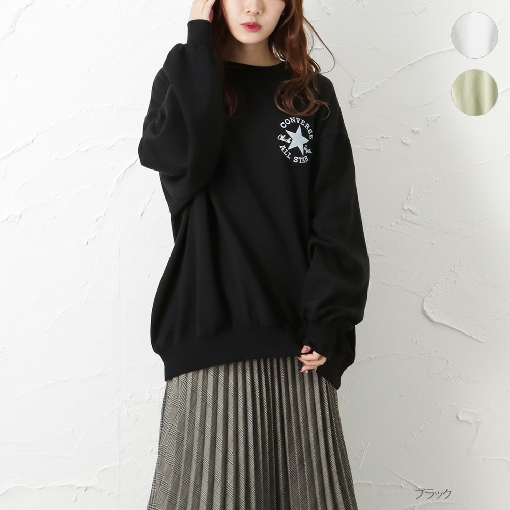 Converse デニムパッチビッグトレーナー レディース