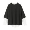 NAVY ポンチ素材 リアルレイヤードクルーネックTシャツアンサンブル レディース