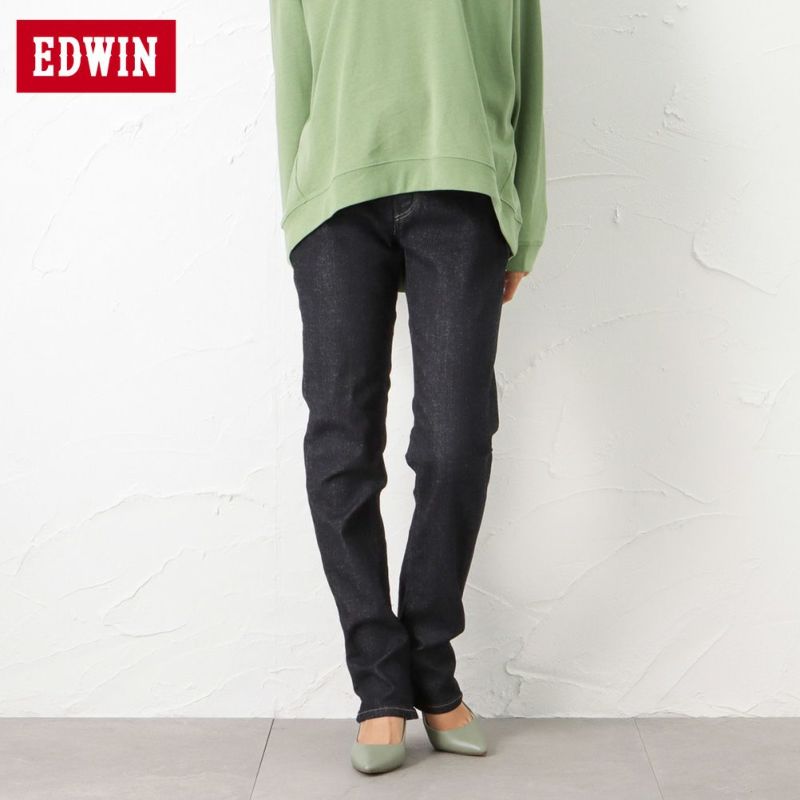 EDWIN INB 股上深めゆったりストレートパンツ レディース