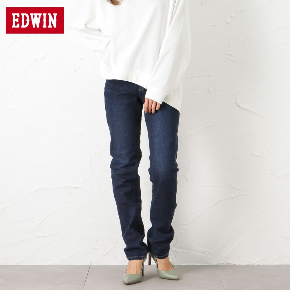 EDWIN INB 股上深めゆったりストレートパンツ レディース