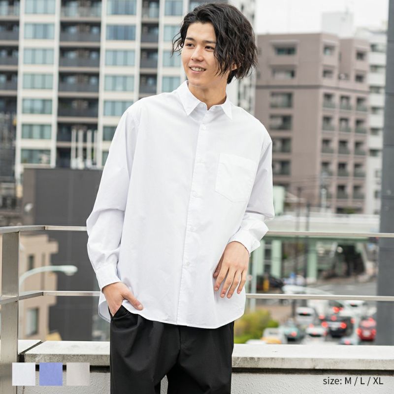 Navy オーガニックコットン ブロードレギュラーシャツ メンズ