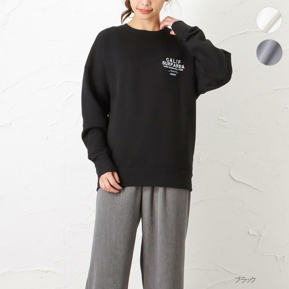 Underwraps 裏起毛バック切替刺繍トレーナー レディース