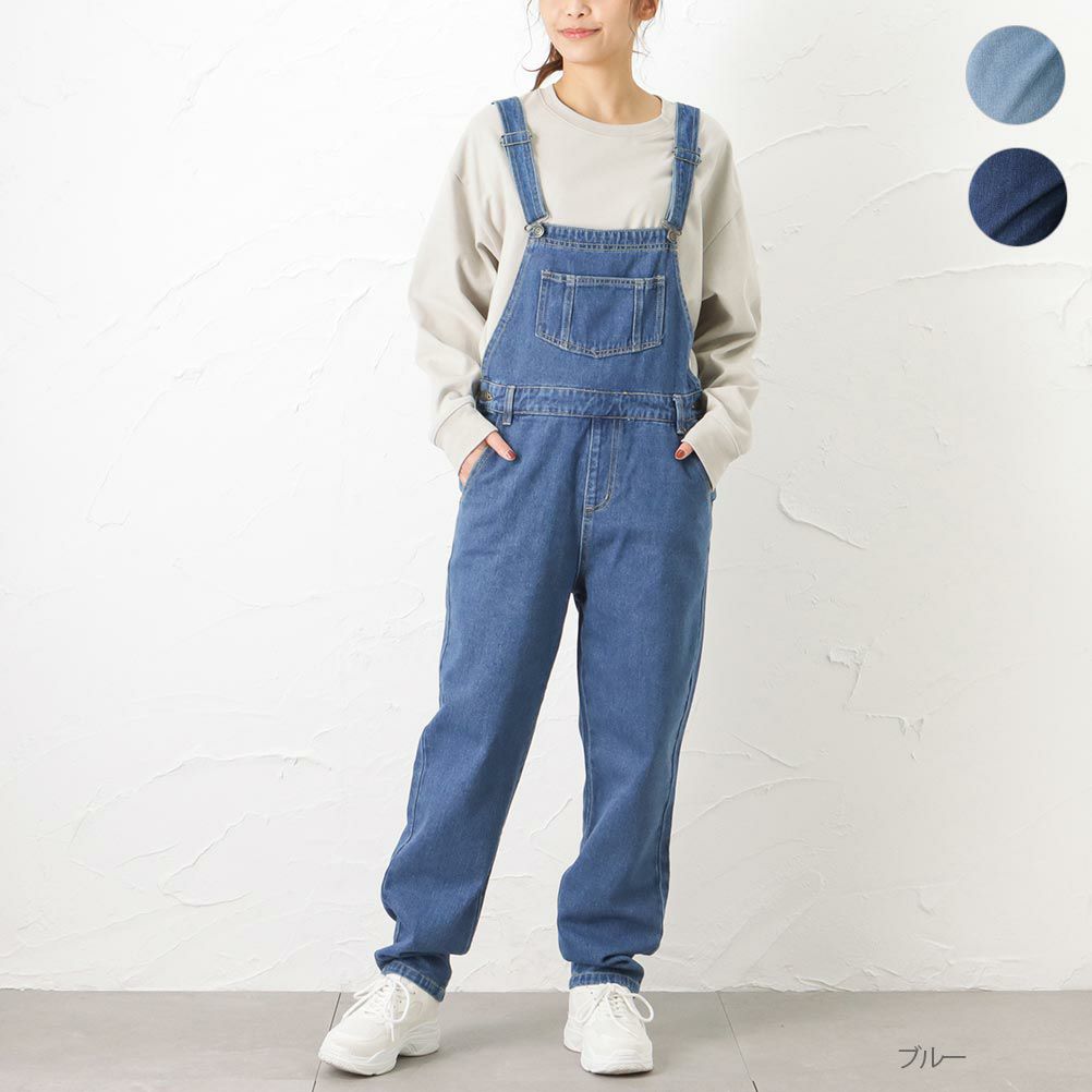 Navy デニムオーバーオール レディース