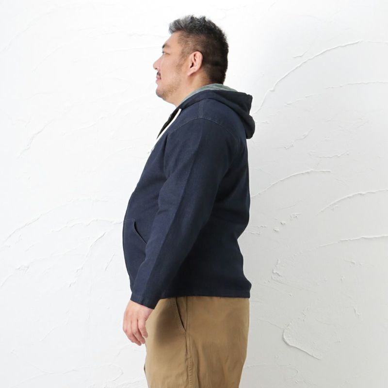 [大きいサイズ] NAVY オーガニックコットン デニムマリンパーカー キングサイズ メンズ商品画像-6